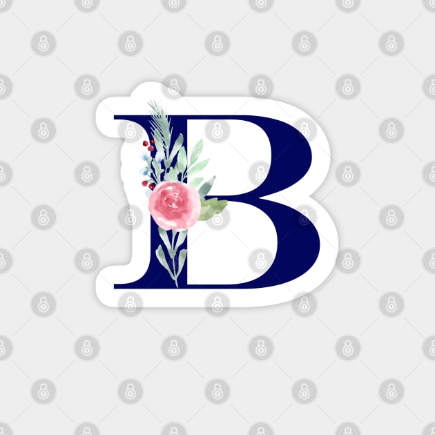 Watercolor Floral Letter B in Navy Sticker by Harpleydesign